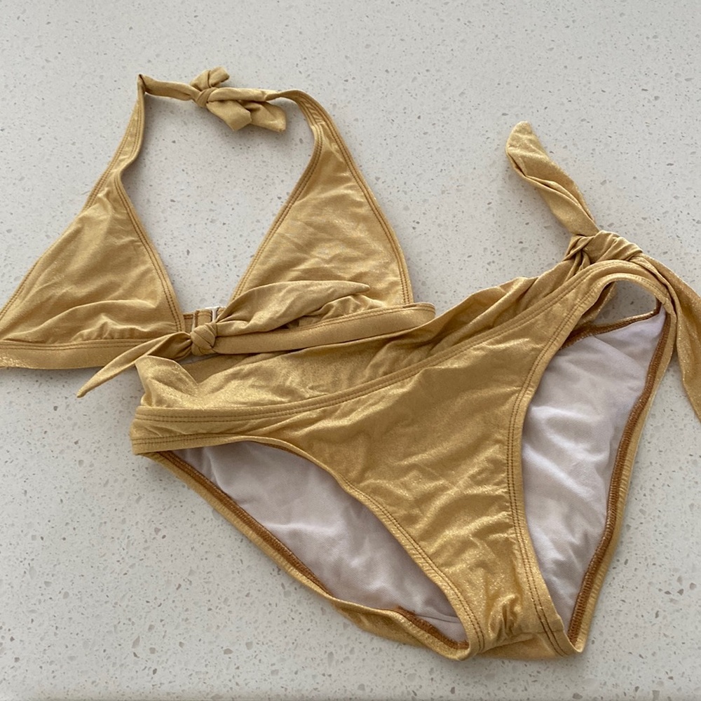 Hot Kiss Gold Shimmer Triangle Bikini